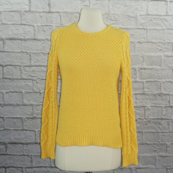Ralph Lauren Yellow Cable Knit Cotton Sweater Small - Picture 1 of 5